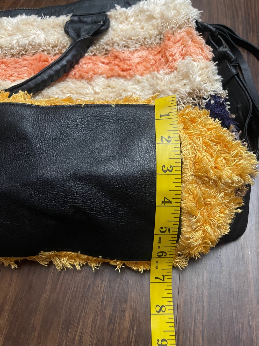 Cleobella Colinas stripe shaggy sparkle furry large Revolve Weekend Bag - Picture 8 of 16